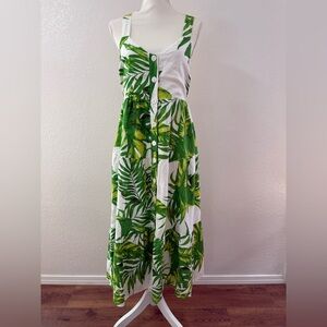 Karlie Green Leaf Print Dress